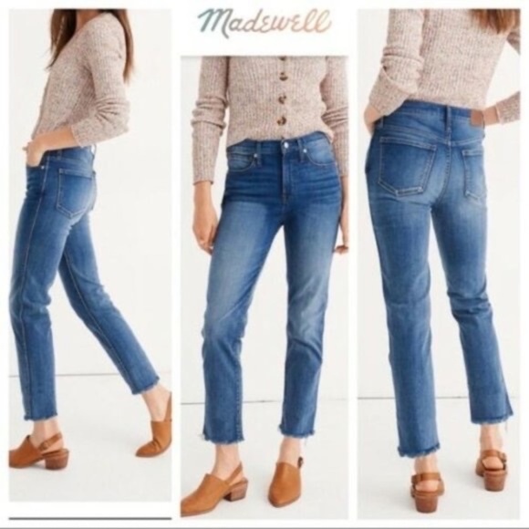 Madewell Stovepipe Jeans Fluffy Hem Edition Chancery Wash - Picture 1 of 6